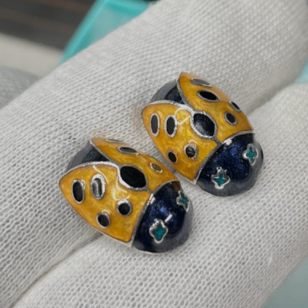 Robert Talbott Enamel Ladybug Cufflinks, 925